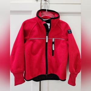 Polarn O. Pyret red fleece jacket 2-3T